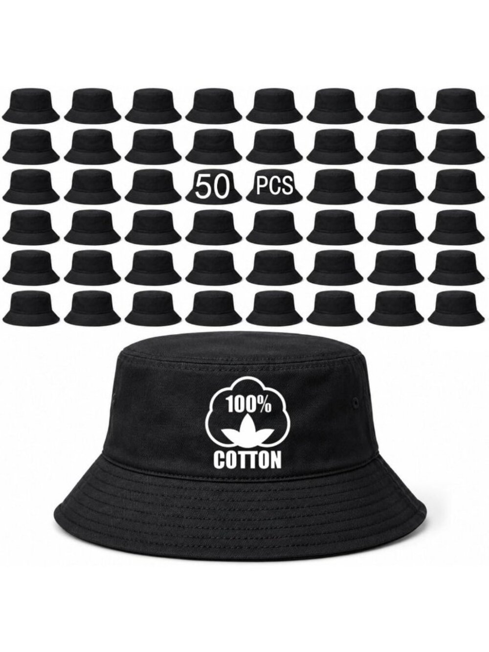 Solid Color Bucket Hats - DIY Blank Hats for Men, Women & Adults - Bulk Pack